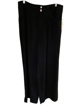 DNKY Women's Dress Pocket Wide Leg Pants Black  Size 14  NWT